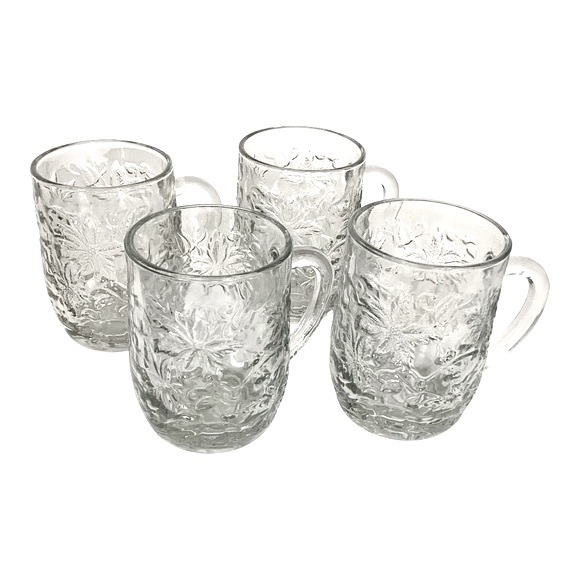 Princess House Fantasia Clear Glass Coffee Tea Egg Nog Mug Set Of Four VTG EUC - Picture 3 of 12